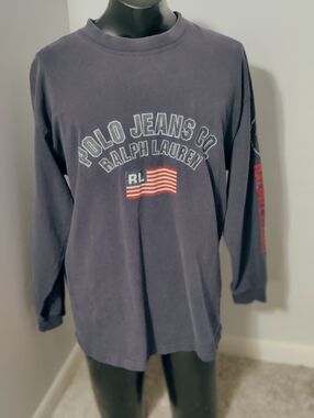 Y2K Polo Sport Ralph Lauren long sleeve Tee Shirt  Spell Out arm Big Logo  XXL